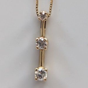 3 Diamond Pendant Gold Necklace